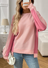 Waffle Color Block Crew Neck Casual T-shirt